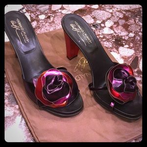 Donald J Pliner Metallic Flower Mules